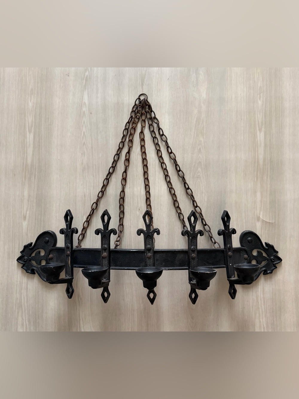 Vintage Gothic Wall Sconce Candle Holder Medieval Dungeon Black Metal Chains ***